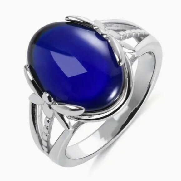 Dragonfly Design Band - Boho Style Mood Stone - Color Changing Ring - Stainless - Picture 1 of 5